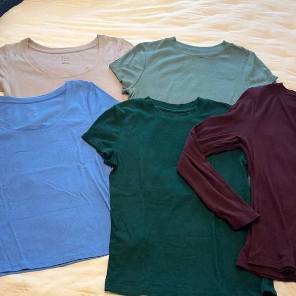 Lot A New Day ribbed tops short long sleeve Women's Assorted Color Tops Set - Picture 1 of 10
